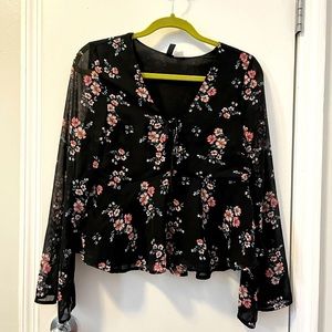 H&M Divided Gauzy Floral Blouse
